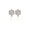 Cultured Pearl and Floral Diamond Cluster 18 Carat White Gold Drop Earrings