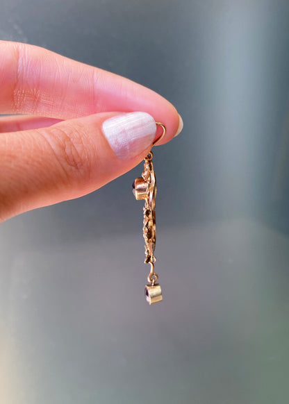 Late Victorian Amethyst & Seed Pearl 9 Carat Yellow Gold Lavaliere Style Pendant