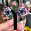 Purple Iolite and Diamond 18 Carat White Gold Stud Earrings