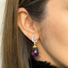 Amethyst and Diamond 18 Carat White and Yellow Gold Drop Earrings