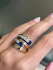 Blue Sapphire and Diamond 18 Carat White & Yellow Gold Wide Bypass Dress Ring