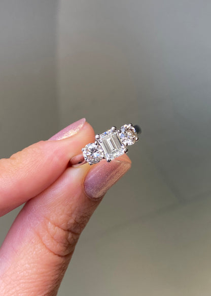 2.03 Carat Diamond Three-Stone Platinum Engagement Ring