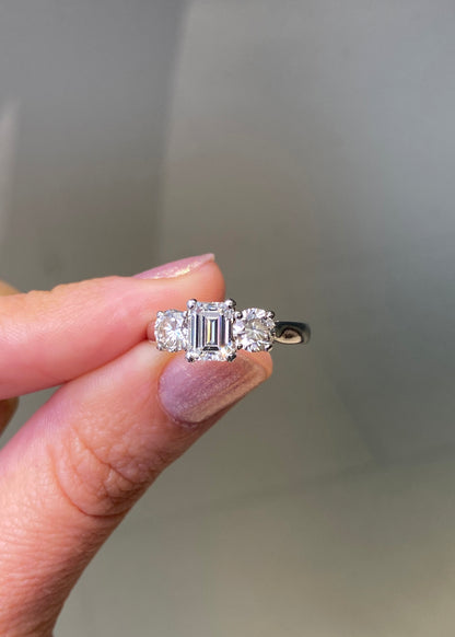 2.03 Carat Diamond Three-Stone Platinum Engagement Ring