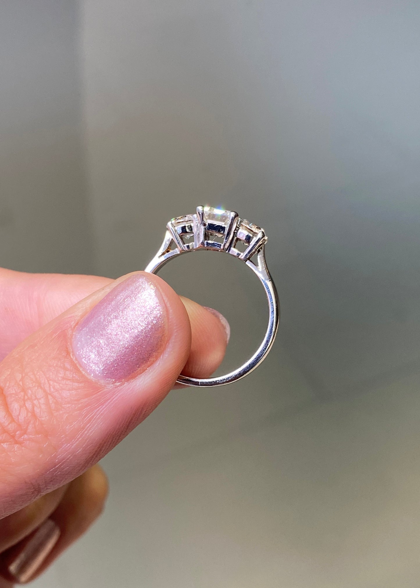 2.03 Carat Diamond Three-Stone Platinum Engagement Ring