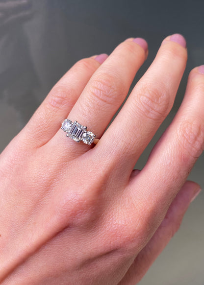 2.03 Carat Diamond Three-Stone Platinum Engagement Ring