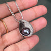 Black Pearl and Diamond 18t White Gold Double-Strand Necklace