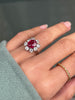 18ct White Gold Ruby and Old Cut Diamond Cluster Engagement Ring