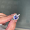 1.32ct Tanzanite and Diamond 18 Carat white Gold Halo Cluster Engagement Ring