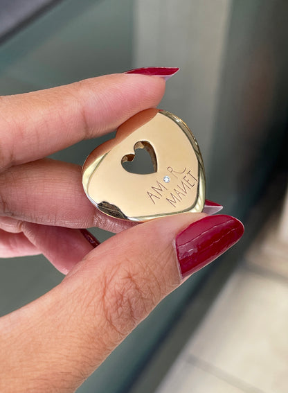 Wempe by Kim Amor Manet Diamond 18 Carat Yellow Gold Heart Pendant