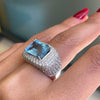 4.60ct Aquamarine and Diamond 18 Carat Gold Bombé Cluster Cocktail Ring