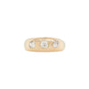 Antique Old Mine Cut Diamond 18K Yellow Gold Gents Three-Stone Ring