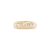 Antique Old Mine Cut Diamond 18K Yellow Gold Gents Three-Stone Ring