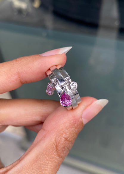 Chaumet Pink Sapphire and Diamond 18 Carat Gold Charm Ring