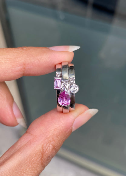 Chaumet Pink Sapphire and Diamond 18 Carat Gold Charm Ring