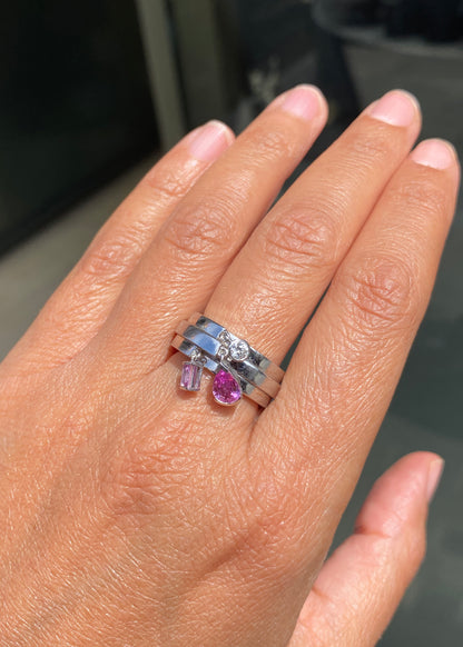 Chaumet Pink Sapphire and Diamond 18 Carat Gold Charm Ring