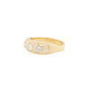 Antique Old Mine Cut Diamond 18K Yellow Gold Gents Three-Stone Ring