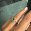 0.57ct Colombian Emerald & Diamond 18K Yellow Gold Three-Stone Engagement Ring