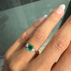 0.57ct Colombian Emerald & Diamond 18K Yellow Gold Three-Stone Engagement Ring