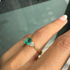 0.57ct Colombian Emerald & Diamond 18K Yellow Gold Three-Stone Engagement Ring