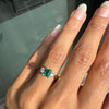 0.57ct Colombian Emerald & Diamond 18K Yellow Gold Three-Stone Engagement Ring