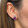 Vintage Oval Cabochon Amethyst and Diamond 18 Carat White Gold Stud Earrings