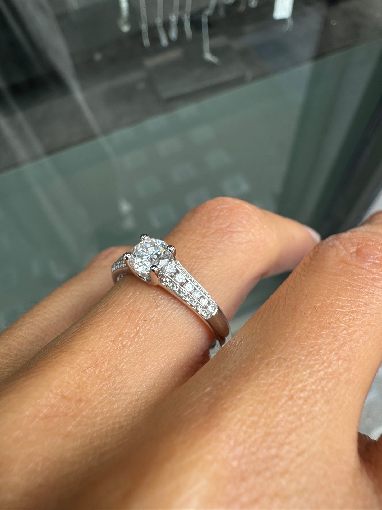 0.57ct F VS2 Round Brilliant Cut Diamond 18 Carat White Gold Engagement Ring