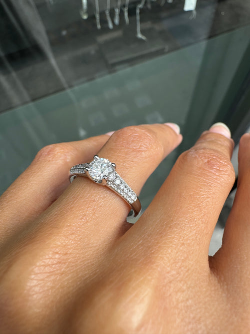 0.57ct F VS2 Round Brilliant Cut Diamond 18 Carat White Gold Engagement Ring