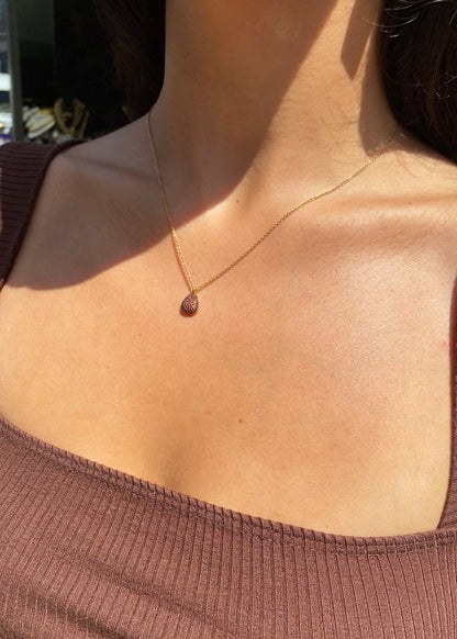 Links of London Garnet Pear Shape Pendant Necklace and Earrings Set in 18K Gold