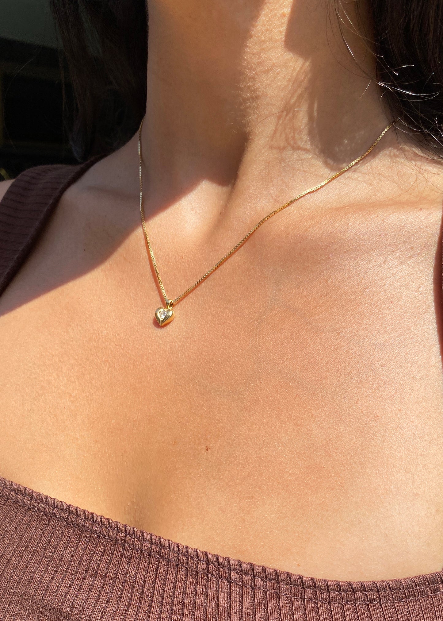 Round Brilliant Cut Diamond and 18 Carat Yellow Gold Heart Pendant Necklace