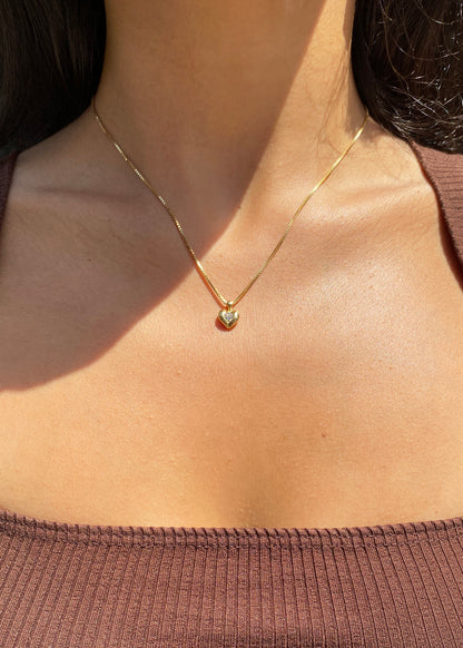 Round Brilliant Cut Diamond and 18 Carat Yellow Gold Heart Pendant Necklace