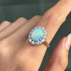 Vintage 18 Carat Yellow Gold Oval Opal and Diamond Cluster Ring