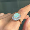 Vintage 18 Carat Yellow Gold Oval Opal and Diamond Cluster Ring