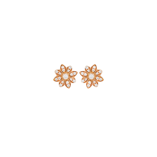 Tiffany & Co. Diamond and 18 Carat Rose Gold Floral Stud Earrings