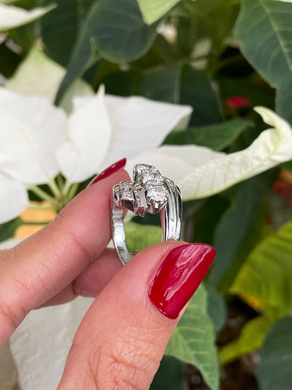 Vintage Diamond 18 Carat White Gold Crossover Dress Ring