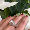 Vintage Old Cut Diamond 18 Carat White Gold Open Work Dome Cocktail Ring, Circa 1950