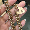 Vintage style 9 Carat Gold Curb Link Chain Bracelet with Heart Padlock