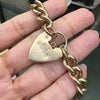 Vintage style 9 Carat Gold Curb Link Chain Bracelet with Heart Padlock