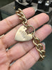 Vintage style 9 Carat Gold Curb Link Chain Bracelet with Heart Padlock