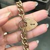 Vintage style 9 Carat Gold Curb Link Chain Bracelet with Heart Padlock