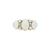 Antique Opal and Old Mine Cut Diamond 18 Carat Gold Three-Stone Ring