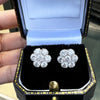Diamond and 18 Carat White Gold Floral Cluster Stud Earrings