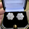 Diamond and 18 Carat White Gold Floral Cluster Stud Earrings