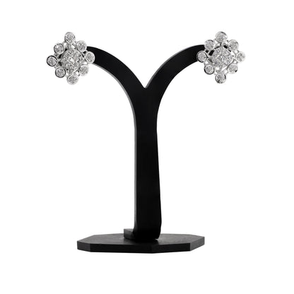 Diamond 18 Carat White Gold Cluster Stud Earrings