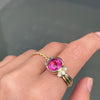 Dower and Hall 4.05ct Round Pink Tourmaline and Diamond 18ct Gold Dress Ring