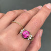 Dower and Hall 4.05ct Round Pink Tourmaline and Diamond 18ct Gold Dress Ring