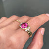 Dower and Hall 4.05ct Round Pink Tourmaline and Diamond 18ct Gold Dress Ring