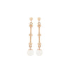 Cutured Pearl and 9 Carat Yellow Gold Bar Drop Earrings