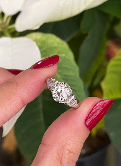 Antique Edwardian 1.15 Carat Old Cut Diamond Engagement Ring, Circa 1910