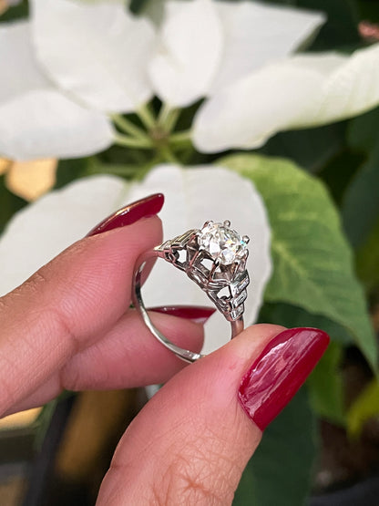 Antique Edwardian 1.15 Carat Old Cut Diamond Engagement Ring, Circa 1910