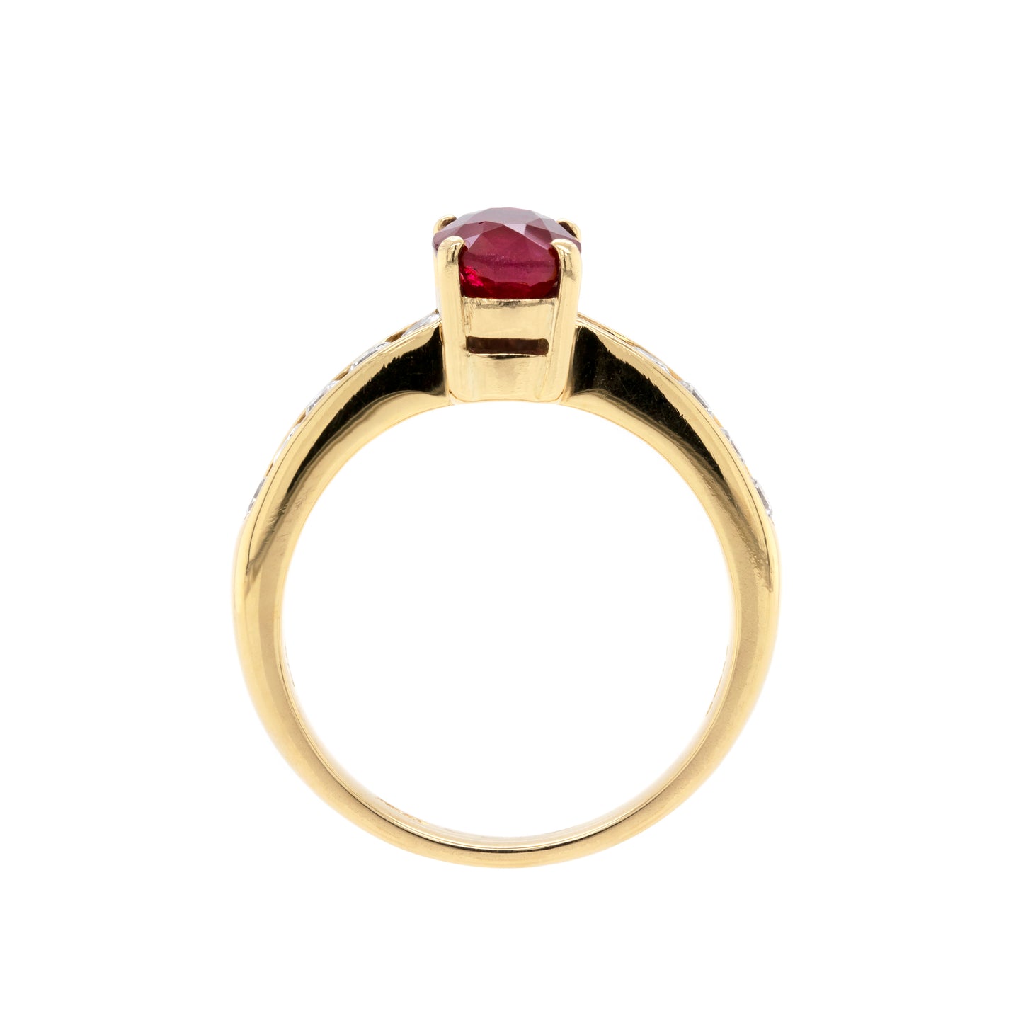 2.15 Carat Ruby and Diamond 18 Carat Yellow Gold Engagement Ring